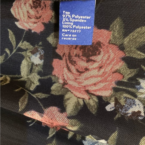 Apt. 9 Dark Blue Multi Floral Roses Sleeveless Tunic Top Women’s Sz M - Picture 7 of 7